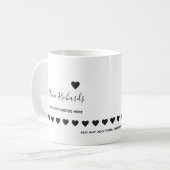 handgeschreven naam handtekening met liefdesharten koffiemok (Voorkant links)