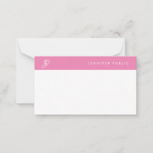 Handgeschreven naam Manuscript Monogram Hot Pink W Notitiekaartje