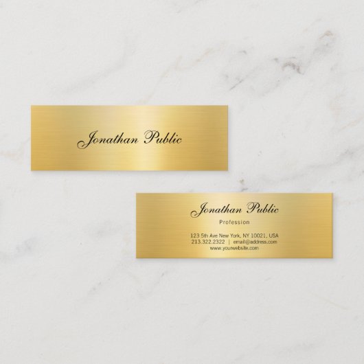 Handgeschreven naam Modern Elegant Gold Sjabloon Mini Visitekaartje (Voorkant / Achterkant)