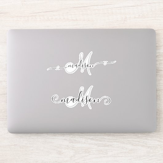Handgeschreven naam Monogram Calligrafie Sticker (Computer)