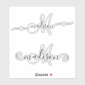 Handgeschreven naam Monogram Calligrafie Sticker (Vel)