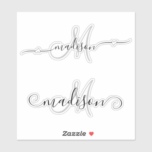 Handgeschreven naam Monogram Calligrafie Sticker (Vel)