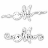 Handgeschreven naam Monogram Calligrafie Sticker (Voorkant)