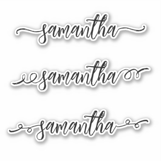 Handgeschreven naam Monogram penseelscript vierkan Sticker (Voorkant)