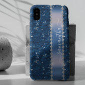 Handgeschreven naam Navy Blue Diamond Glitter 12 Case-Mate iPhone Case