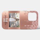 Handgeschreven naam Roos Gold Metal Glitter Foto Case-Mate iPhone Case (Achterkant (horizontaal))