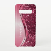Handgeschreven naam Roze meisje Metal Glitter s10 Samsung Galaxy Hoesje (Achterkant)