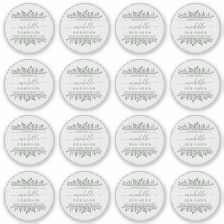 Handgeschreven naam Sage Green Botanical Handgemaa Sticker