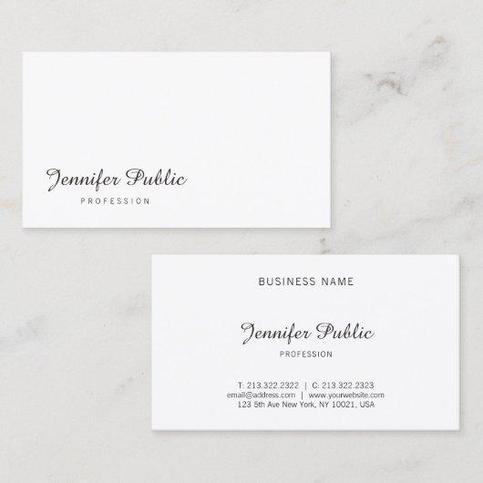 Handgeschreven Naam Script Modern Elegant Minimali Visitekaartje (Voorkant / Achterkant)