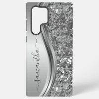 Handgeschreven naam Silver Metal Faux Glitter