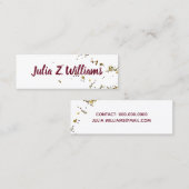 Handgeschreven naam + splattered glitter elegant mini visitekaartje (Voorkant / Achterkant)