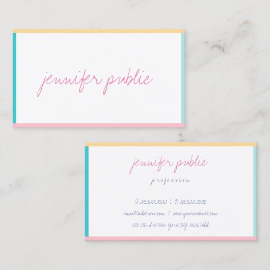 Handgeschreven Naam Tekst Moderne Sjabloon Trend C Visitekaartje (Voorkant / Achterkant)