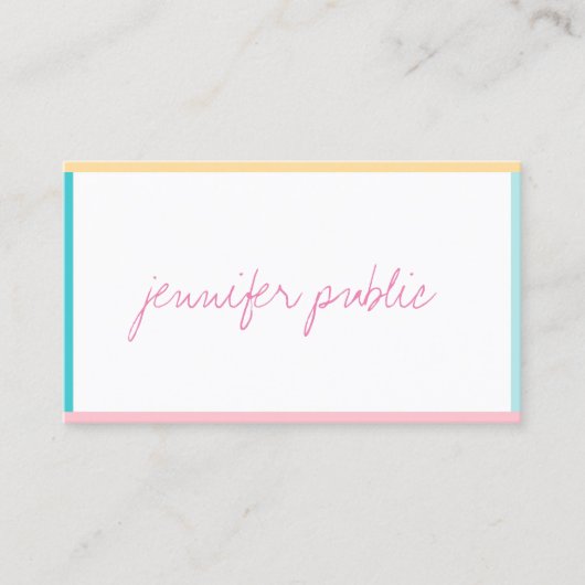 Handgeschreven Naam Tekst Moderne Sjabloon Trend C Visitekaartje (Voorkant)