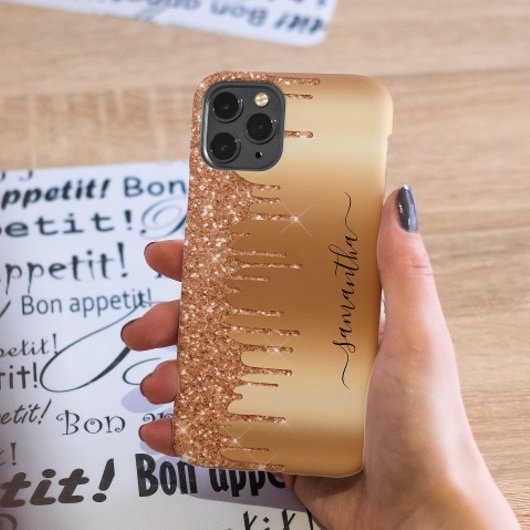 Handgeschreven naam Terra Cotta aardse glitterslij Case-Mate iPhone Case