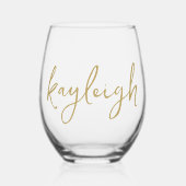 Handgeschreven naam vrijgezellenfeest bruidsfeest wijnglas zonder voet (Voorkant)