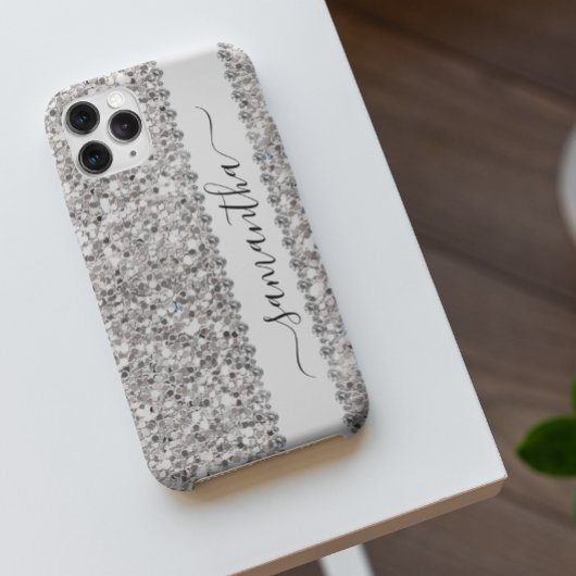 Handgeschreven naam witte diamant glans look  Case-Mate iPhone case