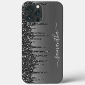 Handgeschreven naam Zwart metaal Glitter Kijk Case-Mate iPhone Case (Achterkant)