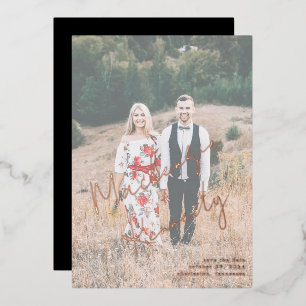 Handgeschreven namen Foto Gold Foil Save the Date Folie Uitnodiging
