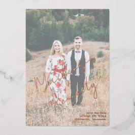 Handgeschreven namen Foto Gold Foil Save the Date Folie Uitnodiging