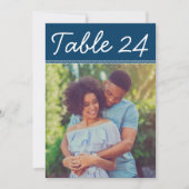 Handgeschreven Navy Blue Bruiloft Foto Tafelnummer (Voorkant)