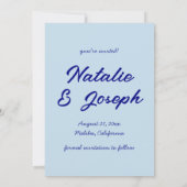 Handgeschreven Navy kleurrijke retro moderne bruil Save The Date (Achterkant)