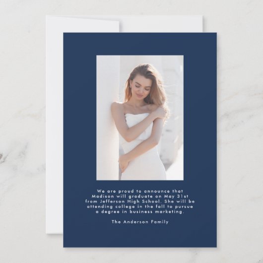Handgeschreven Navy Script 2 Foto Afstuderen Aankondiging (Achterkant)