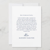 Handgeschreven Navy Script Photo Afstuderen Bedankkaart (Achterkant)