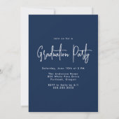 Handgeschreven Navy Script Photo Graduation Party Kaart (Achterkant)