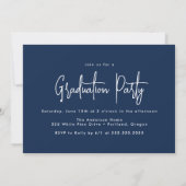 Handgeschreven Navy Script Photo Graduation Party Kaart (Achterkant)