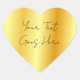 Handgeschreven nep goud voeg uw tekst hier sjabloo hart sticker