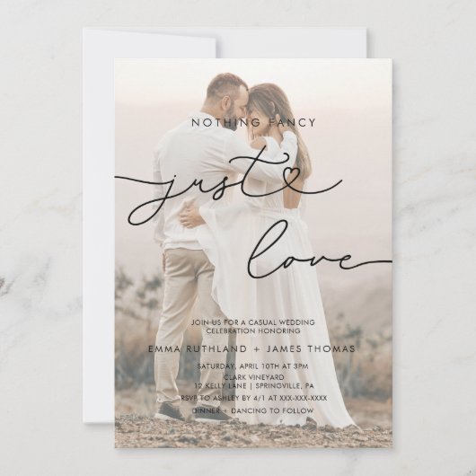 Handgeschreven Niets Fancy Gewoon Liefde Bruiloft Kaart (Voorkant)