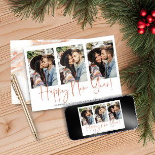 Handgeschreven nieuw jaar koper Roos Gold Marble Feestdagenkaart