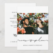 Handgeschreven nieuwe bruiloft plan update foto aankondiging (Voorkant / Achterkant)