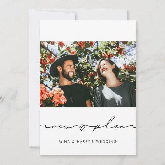 Handgeschreven nieuwe plan huwelijksupdate foto aankondiging (Voorkant)