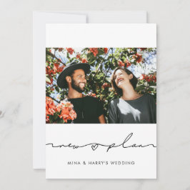 Handgeschreven nieuwe plan huwelijksupdate foto aankondiging