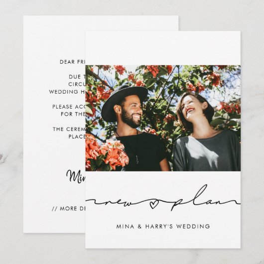 Handgeschreven Nieuwe planning huwelijksupdate fot Aankondiging (Voorkant / Achterkant)