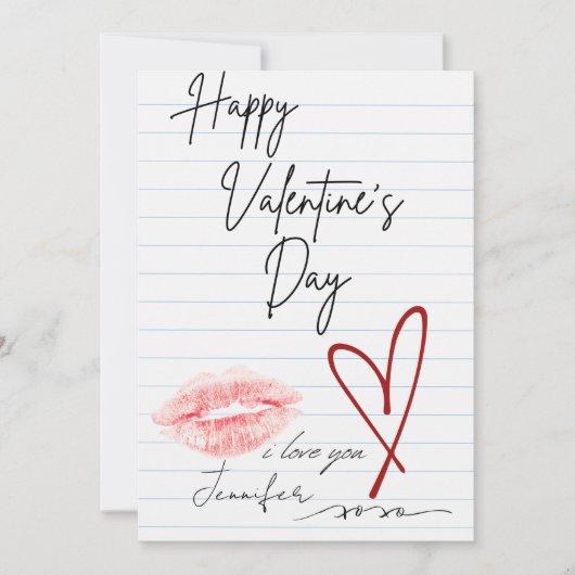 Handgeschreven notitie Happy Valentine's Day Feestdagenkaart (Voorkant)
