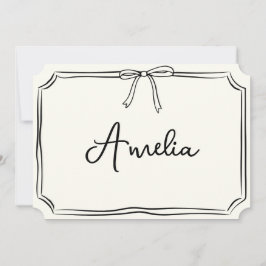 Handgeschreven op maat gemaakte naam Boog Chic Mod Kaart