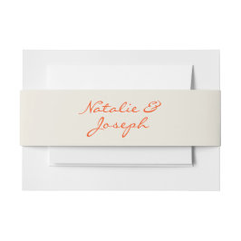 Handgeschreven Oranje Retro Whimsical Fun Bruiloft Uitnodigingen Wikkel