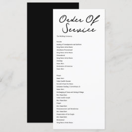Handgeschreven Orde van de Dienst Bruiloft Kaart