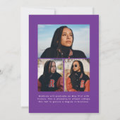 Handgeschreven Paarse Brush Script 4 Photo Afstude Aankondiging (Achterkant)