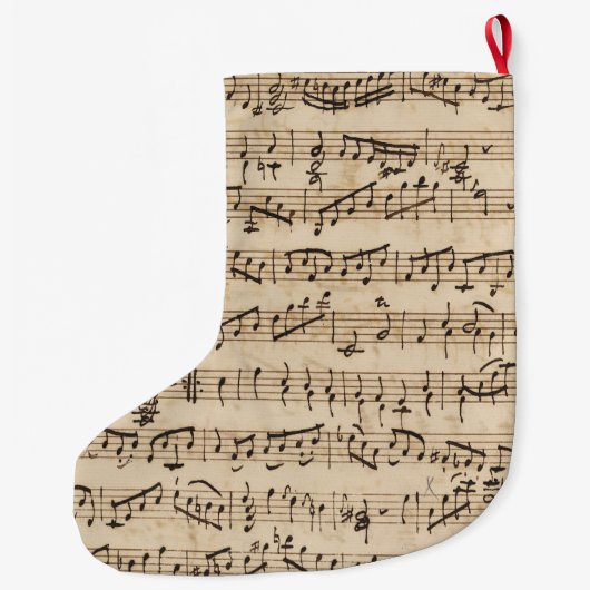 Handgeschreven  pagina Muziek met kerstcadeaus Grote Kerstsok (Achterkant)