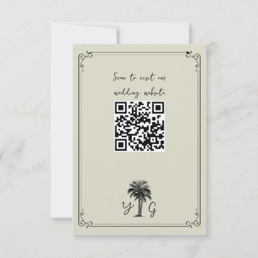  handgeschreven palmschrift optionele QR-code RSVP Kaartje (Achterkant)