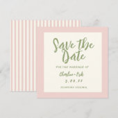Handgeschreven pastel Retro Trouwkaart Save The Da Date (Voorkant / Achterkant)