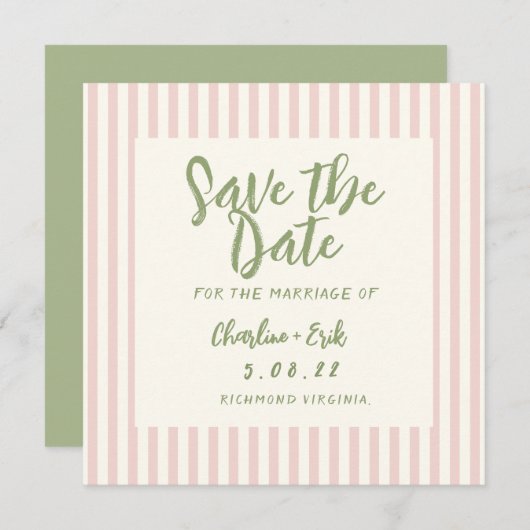 Handgeschreven pastel Retro Trouwkaart Save The Da Save The Date (Voorkant / Achterkant)