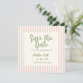 Handgeschreven pastel Retro Trouwkaart Save The Da Save The Date (Staand voorkant)