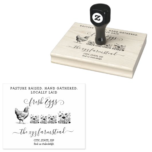 Handgeschreven Pasture Gestegen Ei Business Stempe Rubberstempel (Gestempeld)