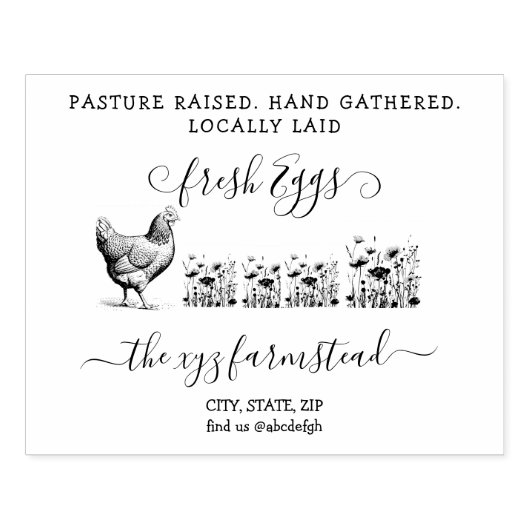 Handgeschreven Pasture Gestegen Ei Business Stempe Rubberstempel (Afrduk)
