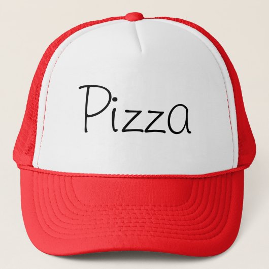 Handgeschreven Pizza Red Trucker Hat Pet (Voorkant)
