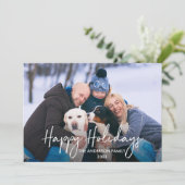 Handgeschreven Prettige feestdagen Foto Feestdagenkaart (Staand voorkant)